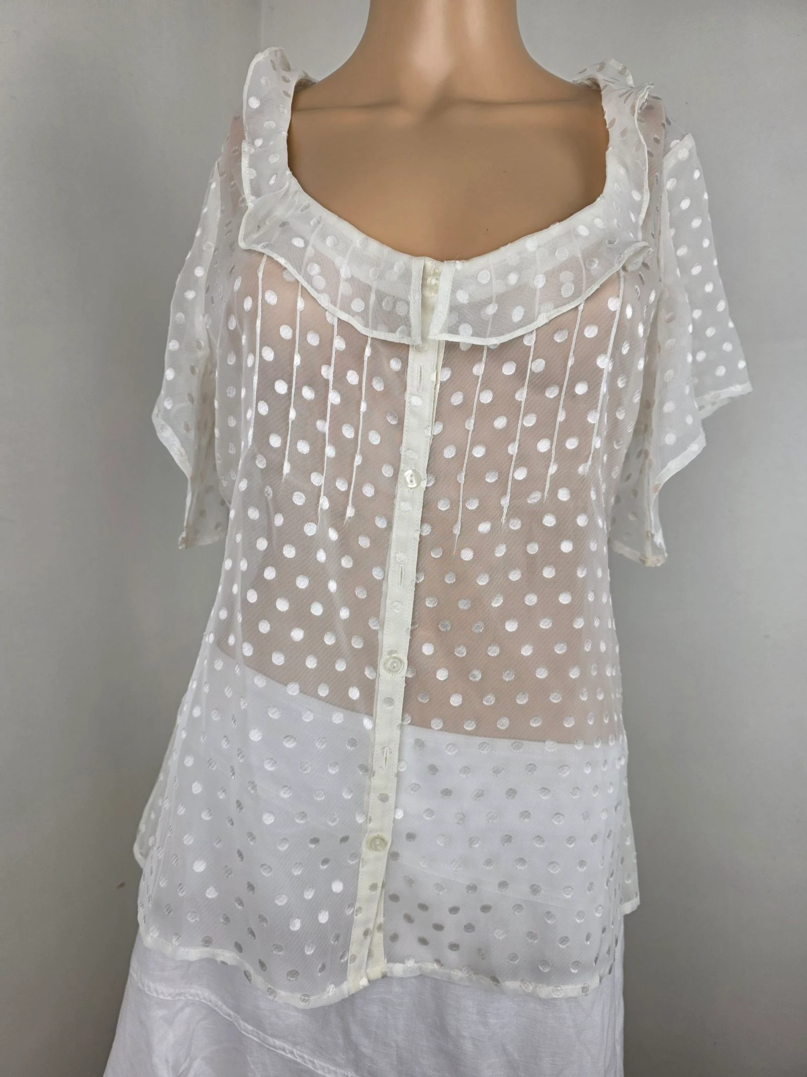 Blusa de bolinhas toda transparente 🍒vintage y2k anos 2000🍒novo tamanho 40 – photo 2